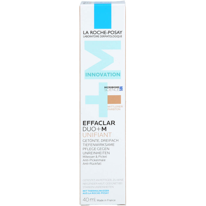 La Roche-Posay Effaclar Duo+M Unifiant getönte, dreifach tiefenwirksame Pflege gegen Unreinheiten mittlerer Farbton, 40 ml Creme