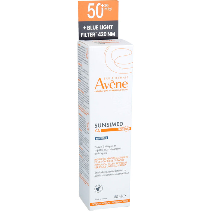 Avène Sunsimed LSF 50+ Eau Thermale KA Sonnenschutz für empfindliche, gefährdete und zu aktinischer Keratose neigende Haut, 80 ml Solution