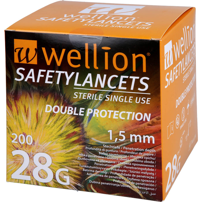 Wellion Safetylancets 28 G Sicherheitseinmallanzetten, 200 pcs. Pack