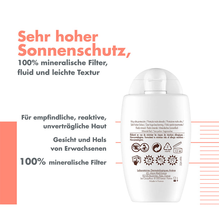 Avène Mineralisches Sonnenfluid SPF50+ ungetönt, 40 ml Solution