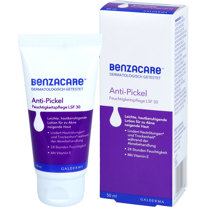 BENZACARE Anti-Pickel Feuchtigkeitspflege LSF 30, 50 ml Cream
