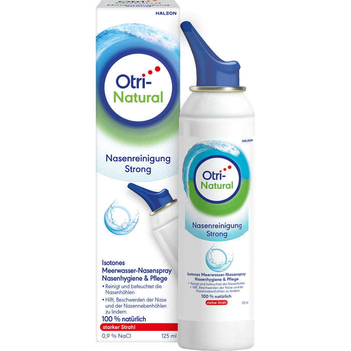 OtriNatural Nasenreinigung Strong isotones Meerwasser Nasenspray mit starkem Strahl, 125 ml Solution