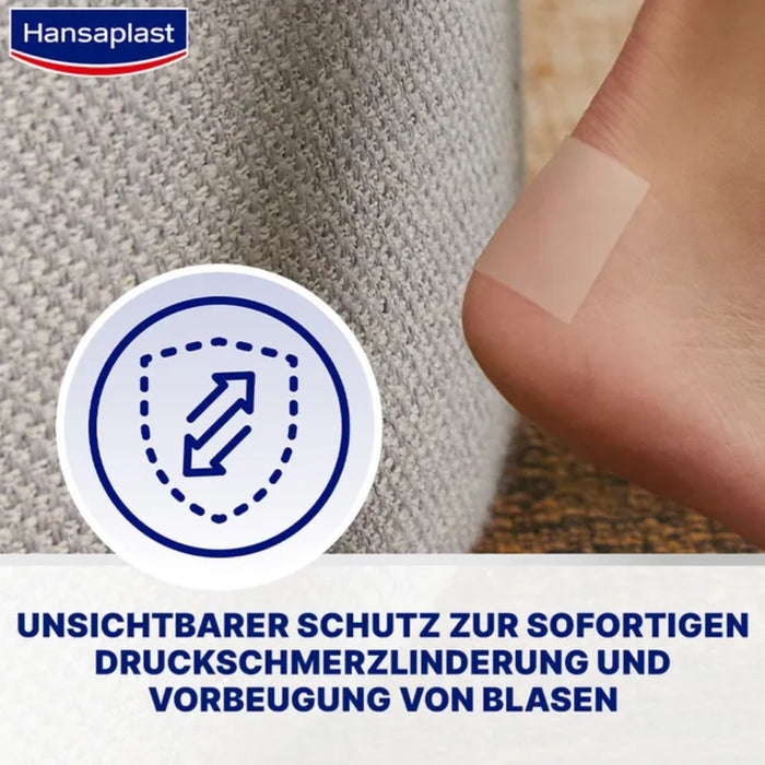 HANSAPLAST Druckstopp Pflaster schützt als durchsichtiges Polster vor Reibung und beugt Blasen und Druckstellen vor, 2 pc Pansement