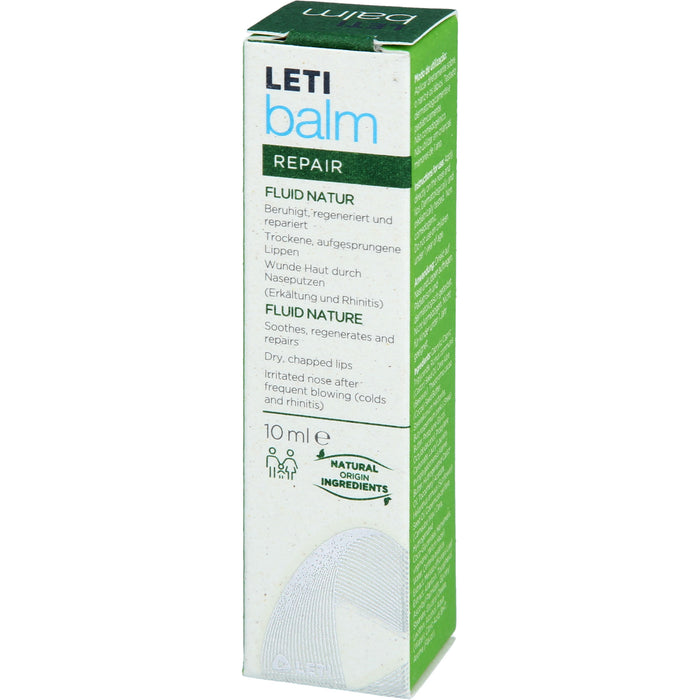 LETI balm Fluid Natur - Schützender Nasen- und Lippenbalsam bei trockener und rissiger Haut mit natürlichen Inhaltsstoffen, 10 ml Cream
