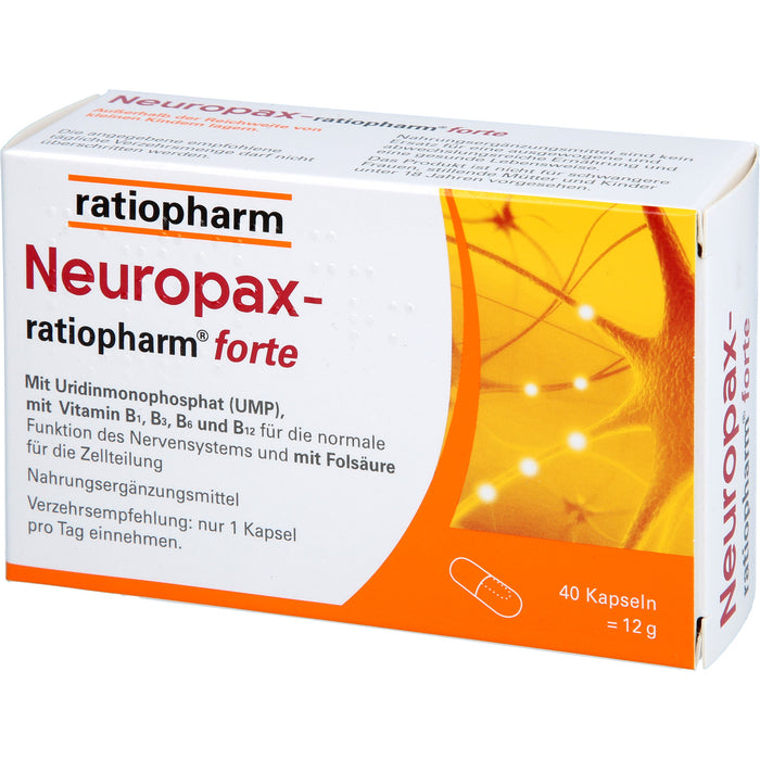 Neuropax-ratiopharm forte Kapseln mit Uridinmonophosphat (UMP), Vitamin B12 und Folsäure zur Unterstützung der Nervenregeneration, 40 pc Capsules