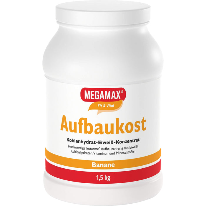MEGAMAX Fit & Vital Aufbaukost Kohlenhydrat-Eiweiß-Konzentrat Bananen-Geschmack, 1500 g Pulver