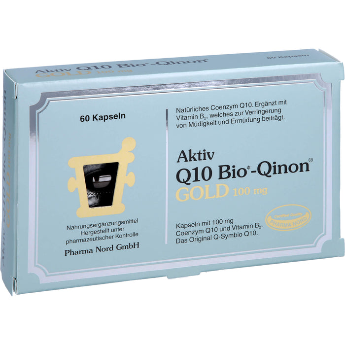 Pharma Nord Aktiv Q10 Bio-Qinon Gold 100 mg Kapseln zur Verringerung  von Müdigkeit und Ermüdung, 60 pc Capsules