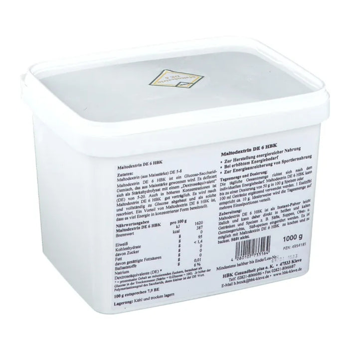 HBK Maltodextrin DE 6 Instant Pulver zur Energieanreicherung von Speisen und Getränken, 1000 g Powder