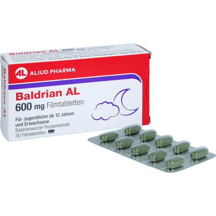 ALIUD PHARMA Baldrian AL 600 mg Filmtabletten zur Linderung von leichter nervöser Anspannung und Schlafstörungen, 30 St. Tabletten