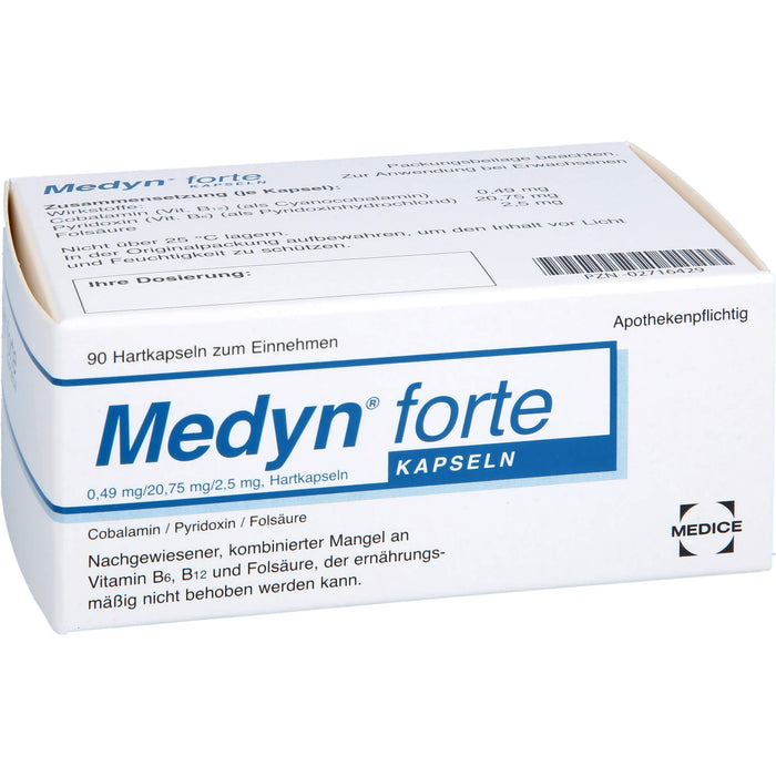 Medyn forte Kapseln bei nachgewiesener, kombinierter Mangel an B6, B12 und Folsäure, 90 St. Kapseln