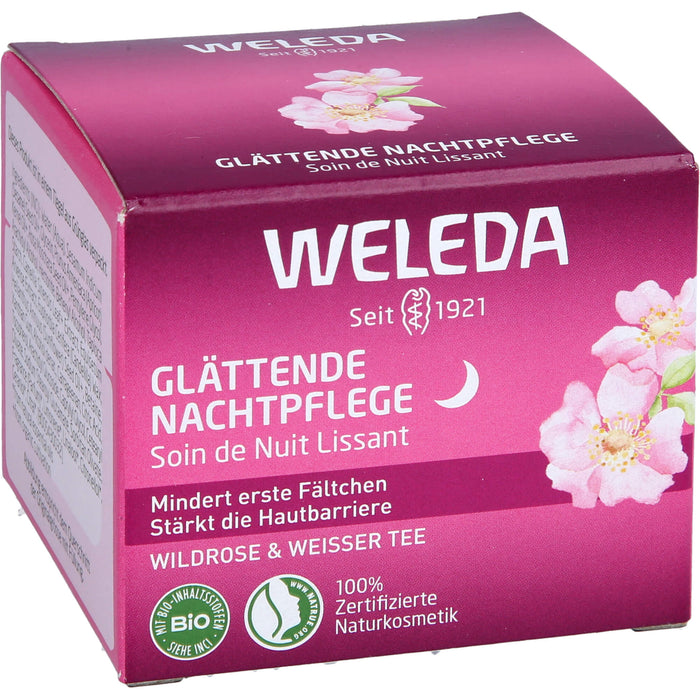 WELEDA glättende Nachtpflege Wildrose & Weißer Tee stärkt die Hautbarriere, mindert erste Fältchen, 40 ml Cream
