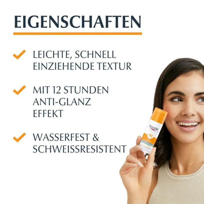 Eucerin Oil Control Face Sun Gel-Creme LSF 50+, 50 ml Crème