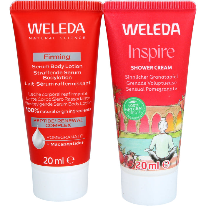 WELEDA Mini Geschenkset Granatapfel mit Inspire Shower Cream Granatapfel  und straffender Serum Bodylotion, 40 ml Cream