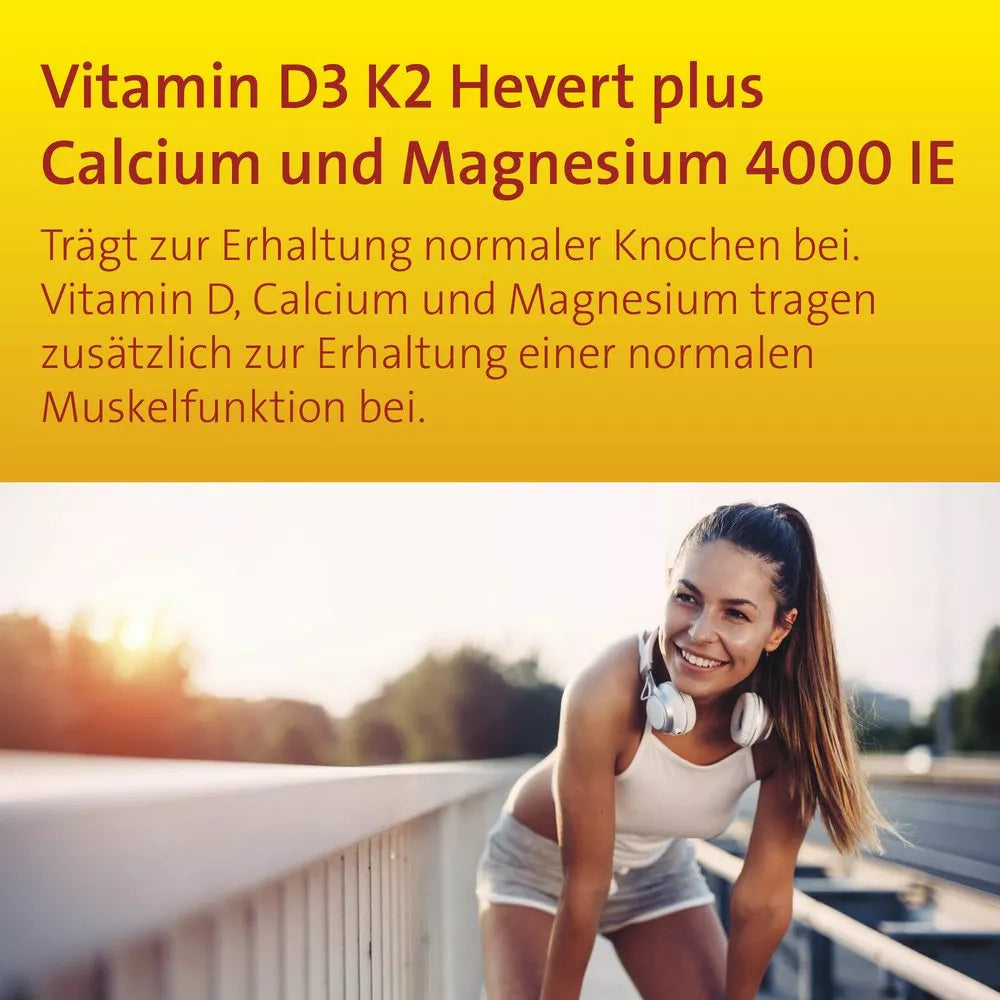 Vitamin D3 K2 Hevert® plus Calcium und Magnesium 4000 IE, 60 St. Kapseln