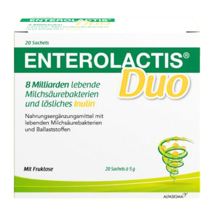 Enterolactis Duo - natürliche Versorgung der Darmflora und des Darmmikrobioms mit L. Casei DG & Inulin - laktosefrei & glutenfrei, 20 St. Beutel