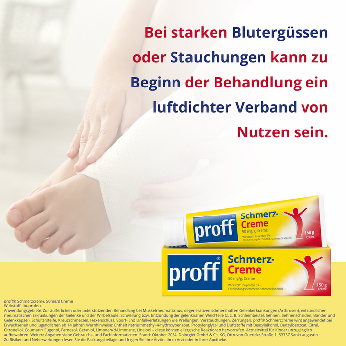 proff Schmerzcreme mit Ibuprofen – zur äußerlichen Behandlung von Muskel-, Gelenk- und Rückenschmerzen bei rheumatischen Erkrankungen oder nach Sport- und Unfallverletzungen, 150 g Creme