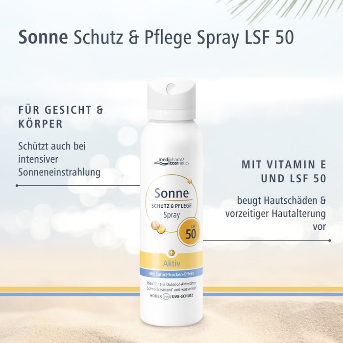 Medipharma Cosmetics Sonne Schutz & Pflege Spray LSF 50 mit Sofort-Trocken-Effekt, 150 ml Solution