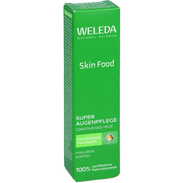 WELEDA Skin Food Super Augenpflege Creme mit Koffein und Hyaluronsäure, reduziert Augenringe und Schwellungen, 12 ml Cream