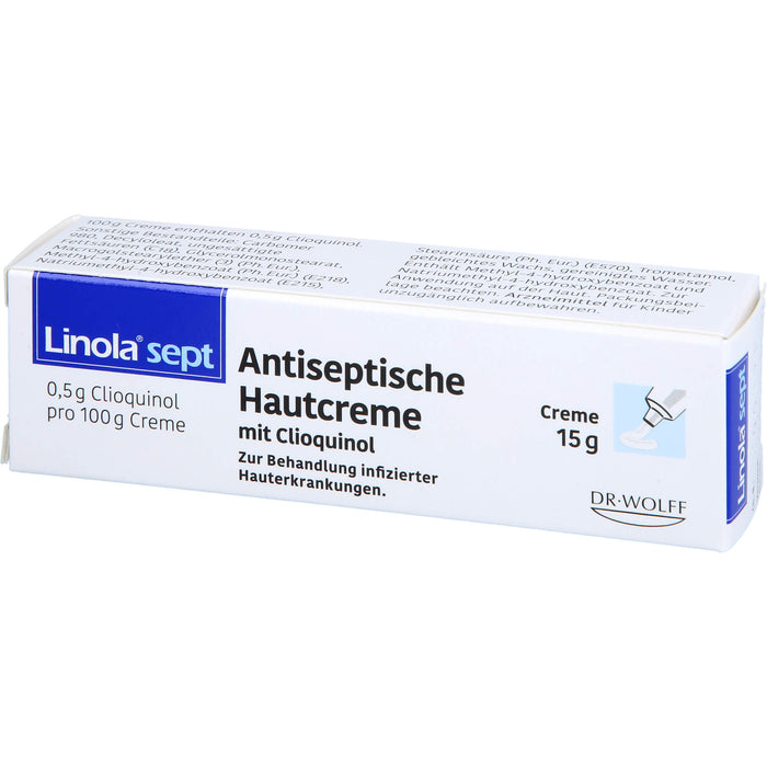 Linola sept Antiseptische Hautcreme mit Clioquinol Wundcreme bei abgeschürfter, entzündeter oder eitriger Haut, 15 g Crème