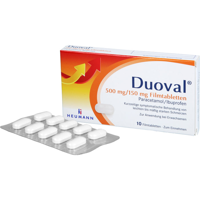 Duoval 500 mg Paracetamol / 150 mg Ibuprofen Filmtabletten, 10 pc Tablettes