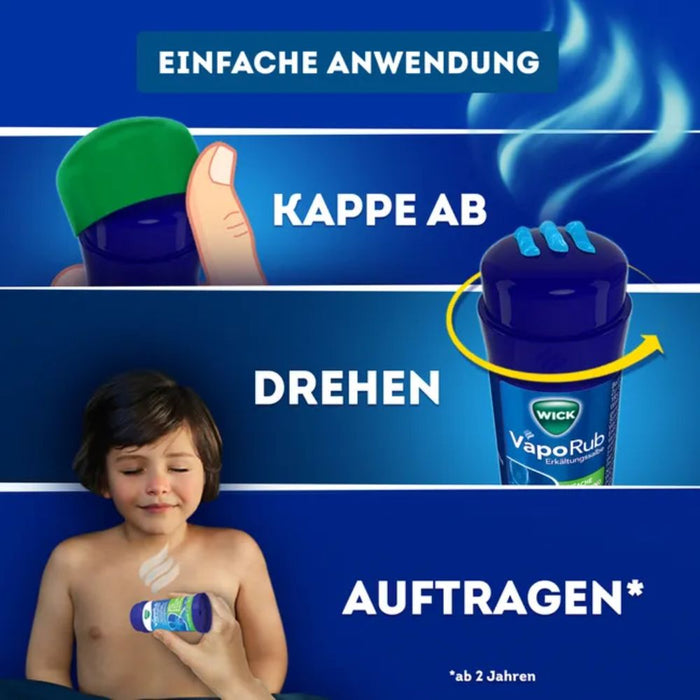 WICK VapoRub Erkältungssalbe im Stick zur Linderung von Erkältungssymptomen, 35 g Creme