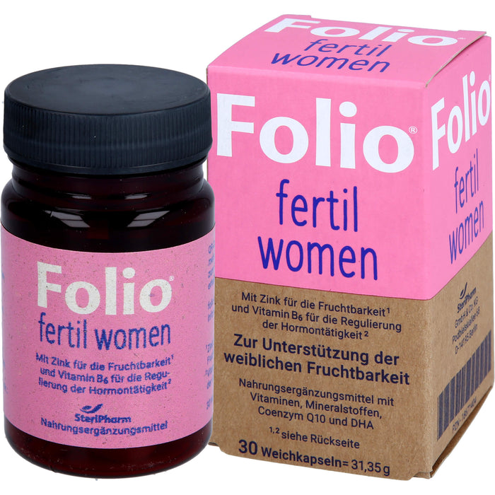 Folio fertil women Weichkapseln zur Unterstützung der weiblichen Fruchtbarkeit, 30 pc Capsules