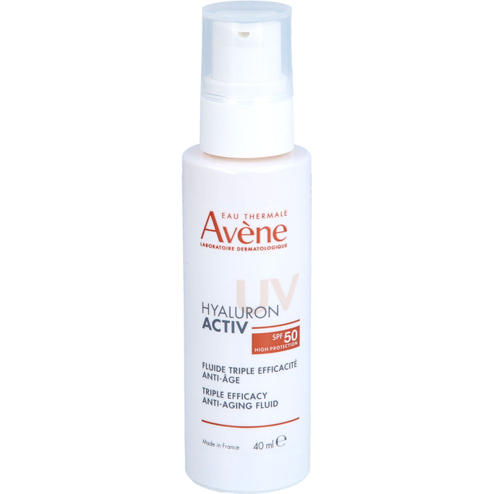 Avene Hyaluron activ UV Anti-Aging-Fluid mit dreifacher Wirksamkeit und LSF 50 glättet Falten und reduziert Pigmentflecken, 40 ml Solution
