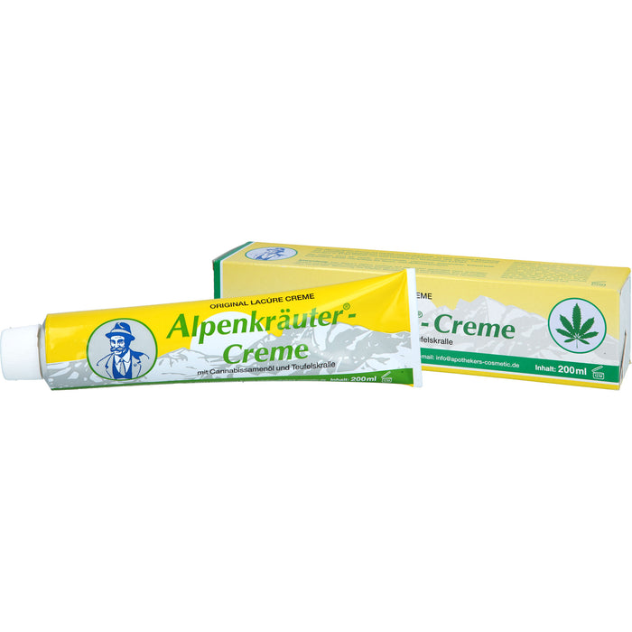 Lacure Alpenkräuter-Creme mit Cannabisöl und Teufelskralle, 200 ml Creme