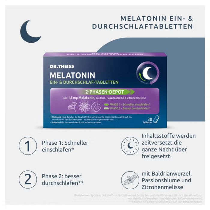 DR. THEISS Melatonin Ein- & Durchschlaf-Tabletten, 30 St., 30 St. Tabletten