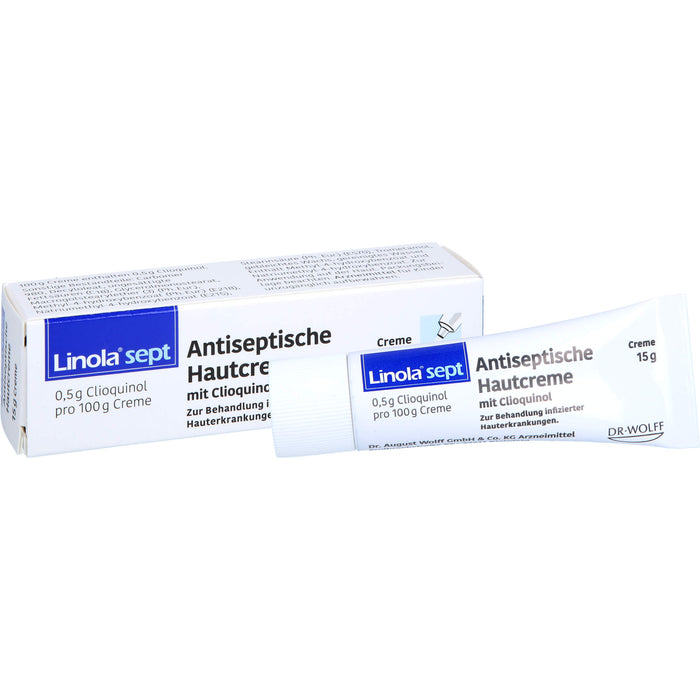 Linola sept Antiseptische Hautcreme mit Clioquinol Wundcreme bei abgeschürfter, entzündeter oder eitriger Haut, 15 g Crème