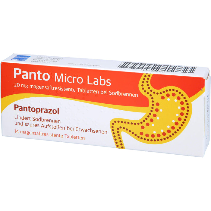 Panto Micro Labs 20 mg Pantoprazol Tabletten bei Sodbrennen, 14 pcs. Tablets