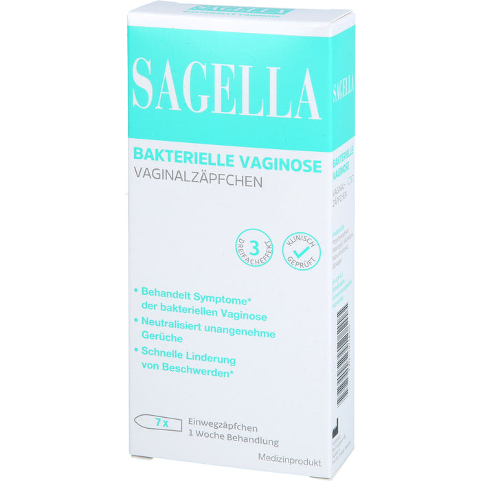 Sagella Vaginalovula mit Milchsäure, Thymian- und Salbei-Extrakten zur natürlichen Regeneration der Vaginalflora bei bakterieller Vaginose, 7 pcs. Suppositories