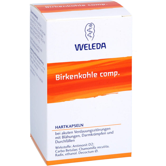 WELEDA Birkenkohle comp. Hartkapseln bei akuten Verdauungsstörungen mit Blähungen, Verdauungskrämpfen und Durchfällen, 50 pc Capsules