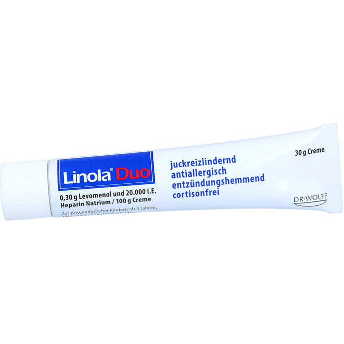 Linola Duo 0,30 g Levomenol und 20.000 I.E. Heparin Natrium Creme gegen Juckreiz bei Neurodermitis und Ekzemen, 30 g Cream