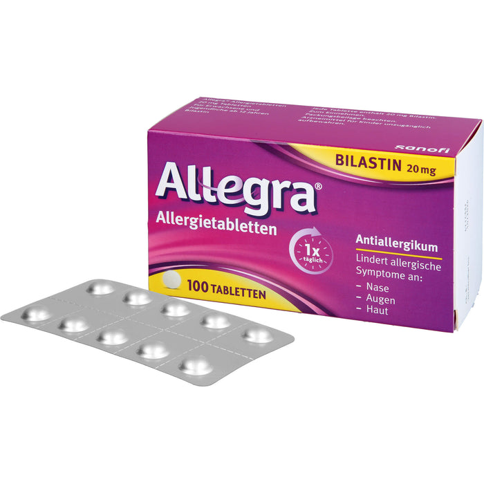 Allegra Allergietabletten 20 mg Bilastin bei Heuschnupfen und ganzjährigen Allergien, 100 St. Tabletten