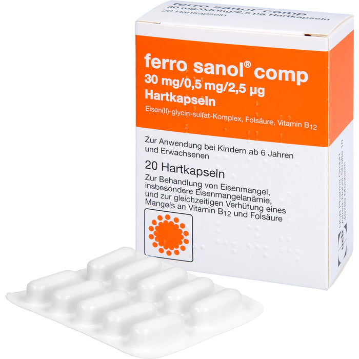 Ferro Sanol comp 30 mg / 0,5 mg / 2,5 µg Hartkapseln, 20 St. Kapseln