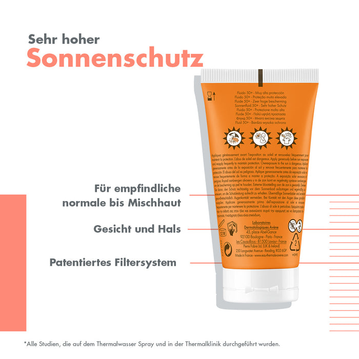 Avène Sonnenfluid SPF 50+ ultra leicht für empfindliche Haut, 50 ml Cream