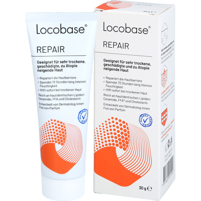 Locobase Repair Creme für sehr trockene, geschädigte, zu Atopie neigende Haut, 30 g Creme