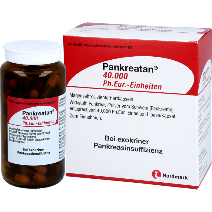 Nordmark Pankreatan 40.000 Kapseln bei exokriner Pankreasinsuffizienz, 200 pcs. Capsules