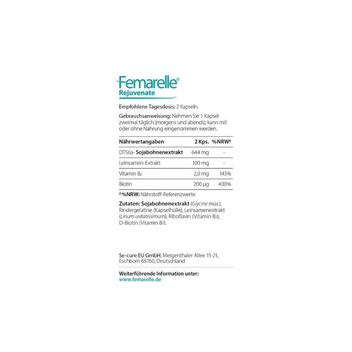 Femarelle Rejuvenate Kapseln für Stimmung, Haut und Haare, 56 St. Kapseln