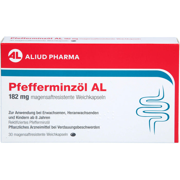 Pfefferminzöl AL 182 mg Weichkapseln bei Bauchkrämpfen, Bauchschmerzen und Blähungen, 30 St. Kapseln