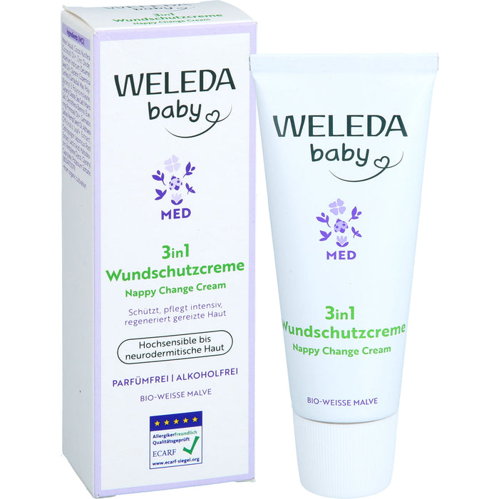 WELEDA	Baby Med 3in1 Wundschutzcreme weiße Malve für hochsensible und sehr trockene Haut, 50 ml Crème