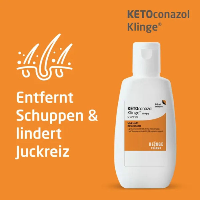KLINGE Ketoconazol 20 mg/g Shampoo zur  Behandlung von Infektionen der Kopfhaut, 60 ml Shampoo
