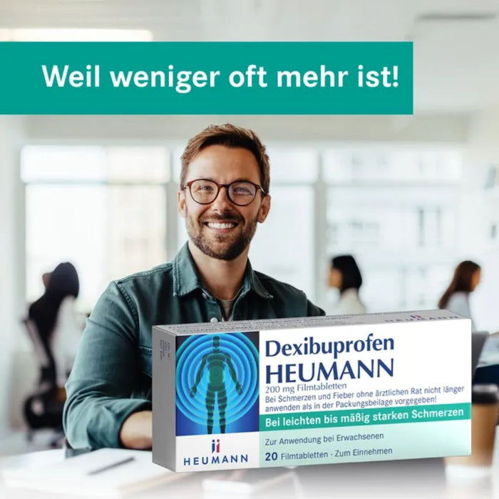 HEUMANN Dexibuprofen 200 mg Filmtabletten bei leichten bis mäßig starken Schmerzen, 20 pc Tablettes