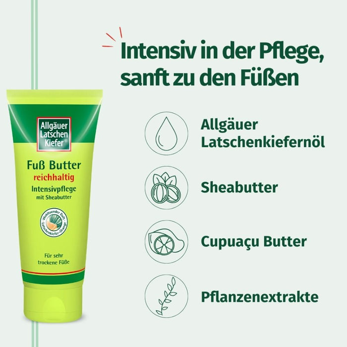 Allgäuer Latschenkiefer Fuß Butter reichhaltige Intensivpflege mit Sheabutter, 100 ml Creme