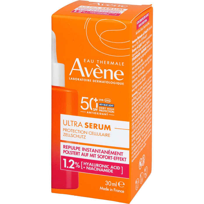 Avène Ultra Serum Aufpolsternd LSF 50+ schützt vor UVB, UVA + HEV Blue Light Filter reduziert Falten - verdichtet nach - strafft, 30 ml Solution