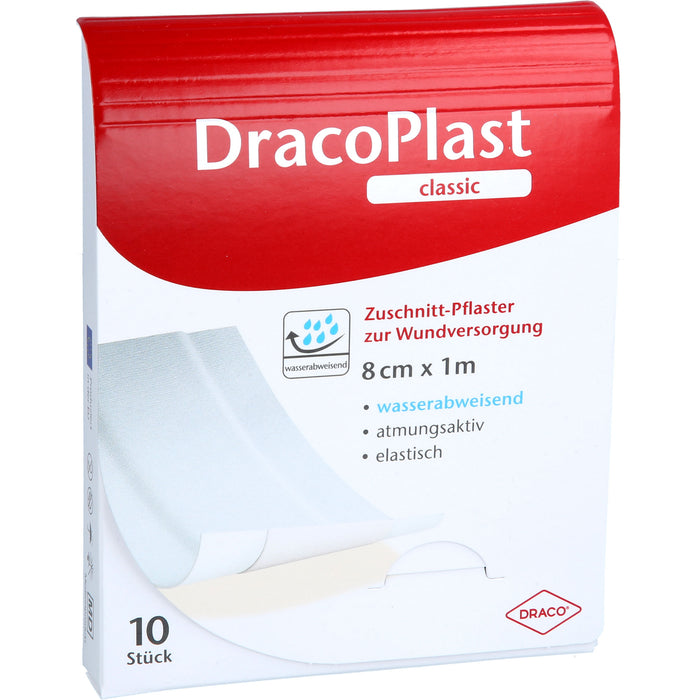 DracoPlast  Classic Pflaster 8 cm x 1 m weiß wasserabweisend und zuschneidbar, 1 pc Pansement