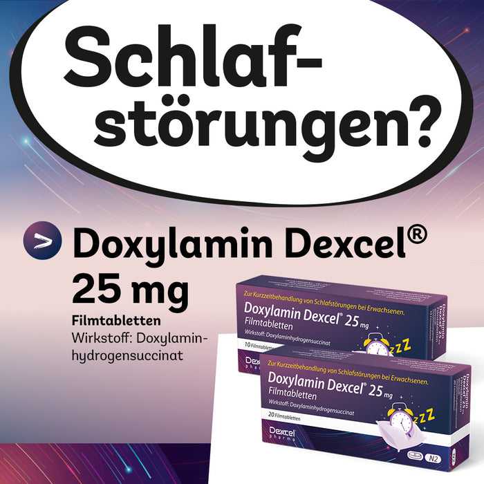 Doxylamin Dexcel 25 mg zur Kurzzeitbehandlung von Schlafstörungen bei Erwachsenen, 20 pcs. Tablets