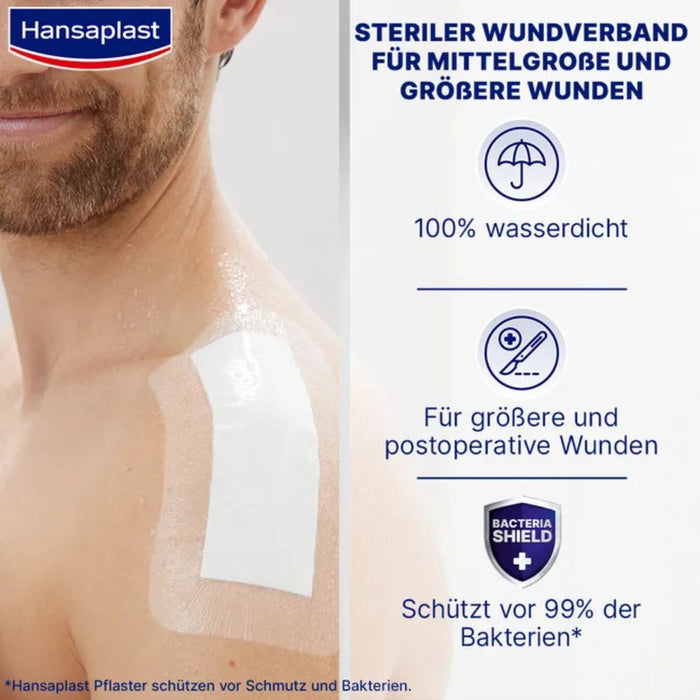 Hansaplast Aqua Protect 10 x 15 cm atmungsaktiver, wasserfester Wundverband polstert die Wunde, ohne zu verkleben, 5 pc pansement