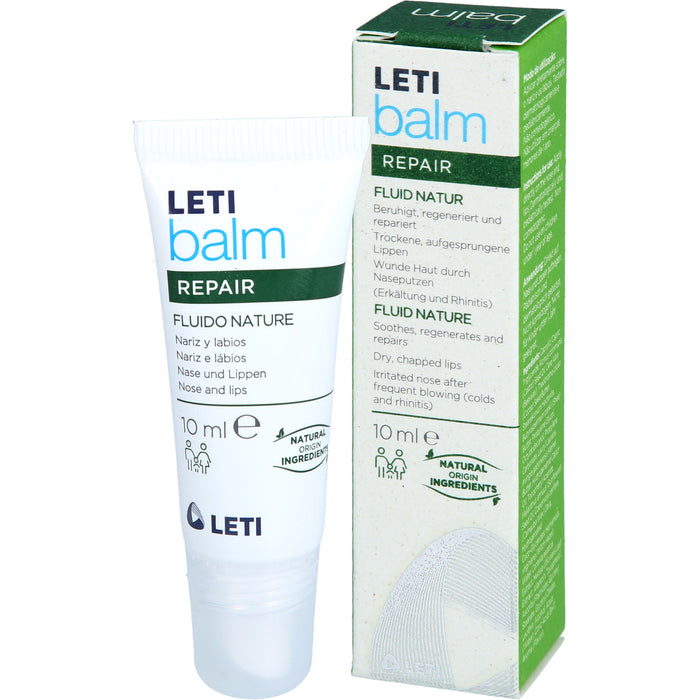 LETI balm Fluid Natur - Schützender Nasen- und Lippenbalsam bei trockener und rissiger Haut mit natürlichen Inhaltsstoffen, 10 ml Cream